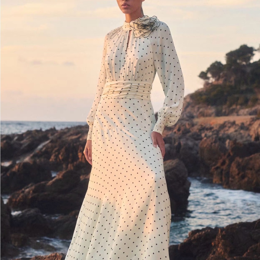 ME+EM Black and White Polka Dot Maxi Dress